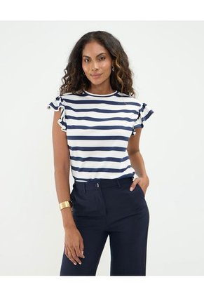 Camiseta Para Mujer Manga Corta Cuello Redondo Color Azul Marca Patprimo #30093711