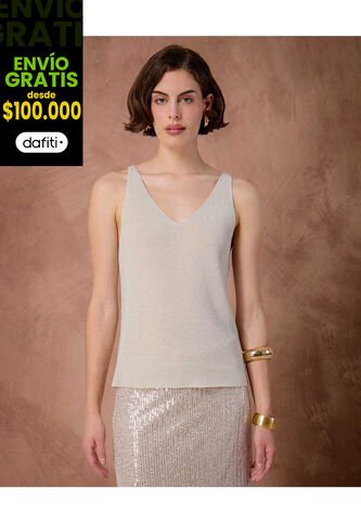 Camiseta  Para Mujer Manga Sisa Cuello Redondo Color Crema Marca Patprimo #30093894 Patprimo