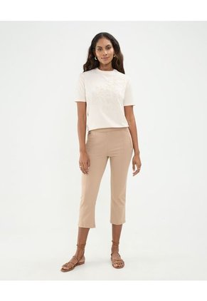 Camiseta Para Mujer Manga Corta Cuello Redondo Color Crema Marca Patprimo #30093664