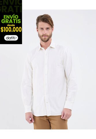 Camisa Para Hombre Manga Larga Sin Bolsillo Cuello Casual M Color Crema Marca Patprimo #44013156 Patprimo