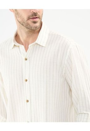 Camisa Para Hombre Manga Larga Con Bolsillo Cuello Casual M Color Crema Marca Patprimo #44013095