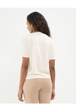 Camiseta Para Mujer Manga Corta Cuello Redondo Color Crema Marca Patprimo #30093664