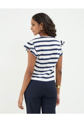 Camiseta Para Mujer Manga Corta Cuello Redondo Color Azul Marca Patprimo #30093711