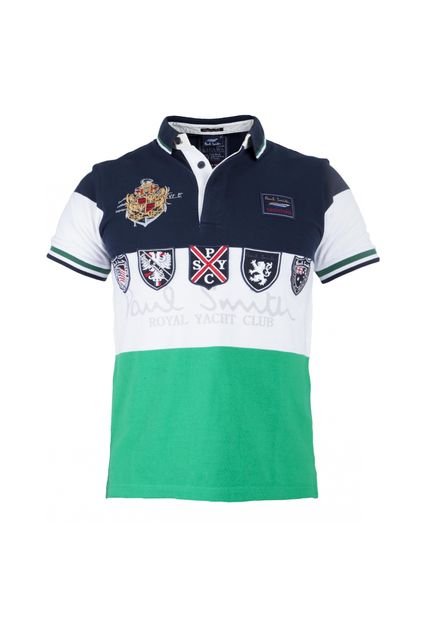 Camiseta Tipo Polo Paul Smith Azul-Blanco-Verde