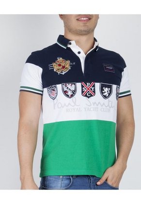 Camiseta Tipo Polo Paul Smith Azul-Blanco-Verde