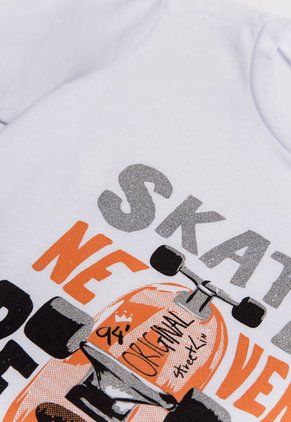 Camiseta Blanco-Naranja-Plateado People Éxito