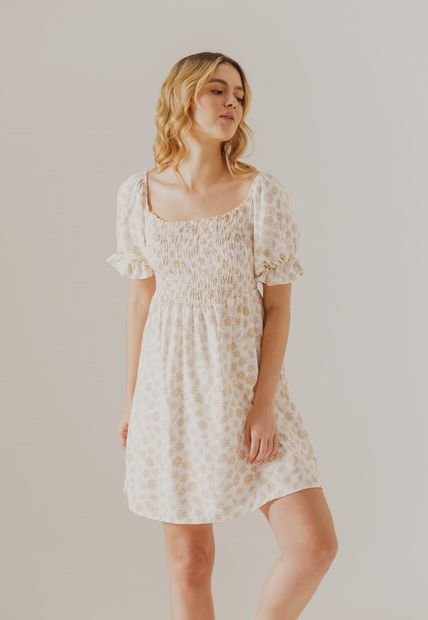 Vestido Beige-Blanco People Éxito