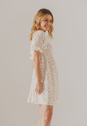 Vestido Beige-Blanco People Éxito