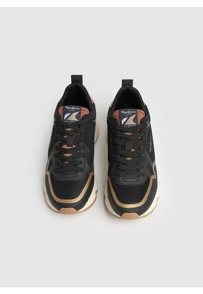 Tenis Brit Pro Nice Negro Y Dorado Para Mujer