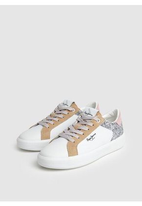 Tenis Dobbie Mix Blanco Y Beige Para Mujer