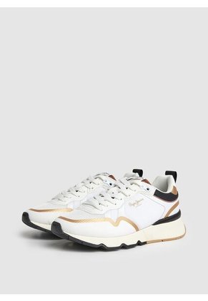 Tenis Pepe Jeans Brit Pro Nice Para Mujer Color Blanco Dorado