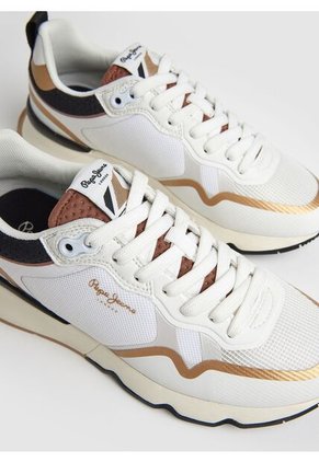 Tenis Pepe Jeans Brit Pro Nice Para Mujer Color Blanco Dorado