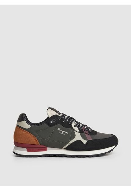 Tenis Pepe Jeans Brit Print M Para Hombre Color Negro