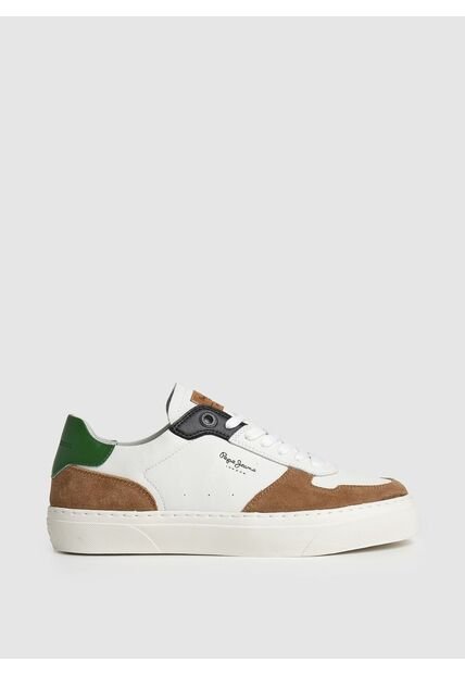 Tenis Pepe Jeans Yogi Street Blanco Y Café Para Hombre