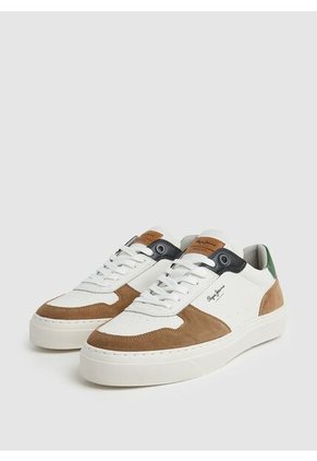 Tenis Pepe Jeans Yogi Street Blanco Y Café Para Hombre