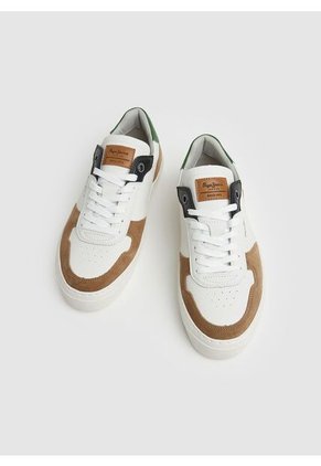 Tenis Pepe Jeans Yogi Street Blanco Y Café Para Hombre
