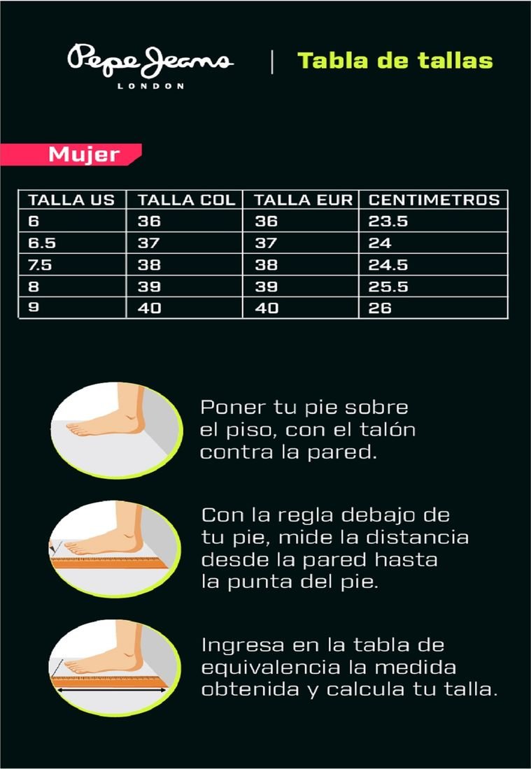 Zapatillas GuÃa Tallas Pepe Jeans Jeans London GuÃa De Tallas Pepe