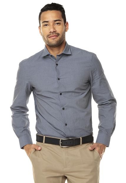 Camisa Azul Grisáceo Perry Ellis