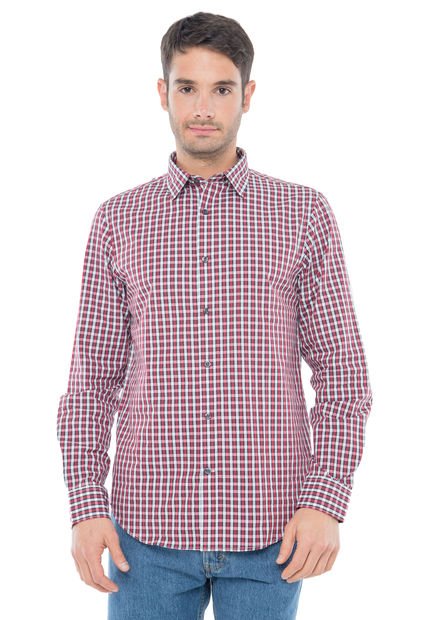 Camisa Rojo-Gris Perry Ellis