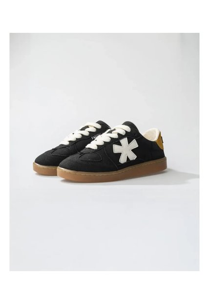 Tenis Pisos Para Hombre Flat Negro Rex Mostaza Tiza