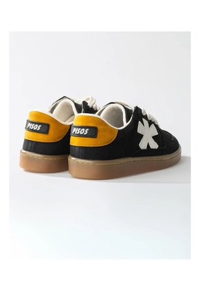Tenis Pisos Para Hombre Flat Negro Rex Mostaza Tiza