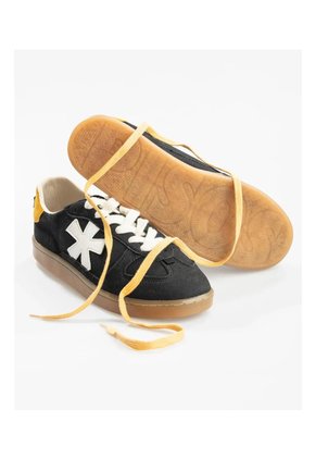 Tenis Pisos Para Hombre Flat Negro Rex Mostaza Tiza