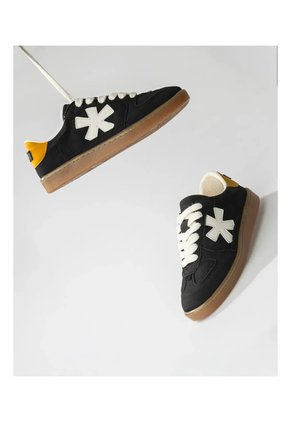 Tenis Pisos Para Hombre Flat Negro Rex Mostaza Tiza