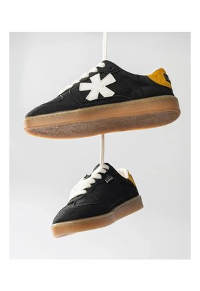 Tenis Pisos Para Hombre Flat Negro Rex Mostaza Tiza