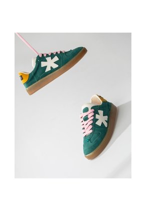 Tenis Pisos Para Mujer Flat Turquesa Mostaza Tiza