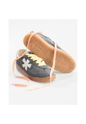 Tenis Pisos Para Mujer Flat Gris Mouse Amarillo Tiza