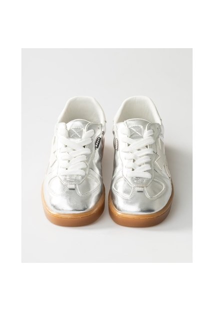 Tenis Pisos Para Mujer Flat Silver Tiza