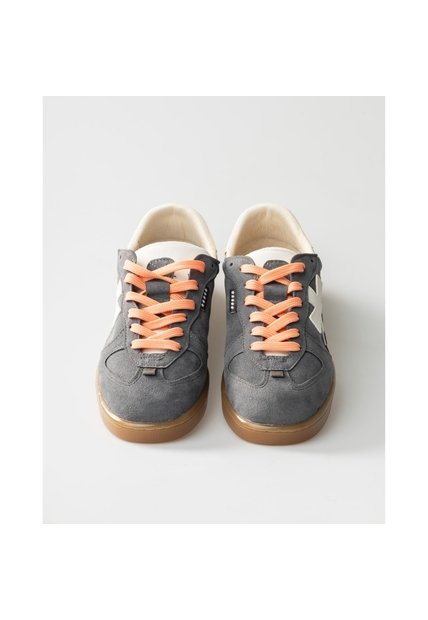 Tenis Pisos Para Mujer Flat Gris Mouse Amarillo Tiza