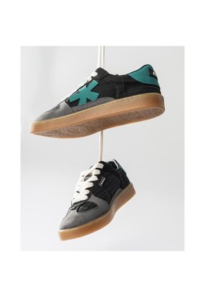 Tenis Pisos Para Hombre Flat Gris Power Verde