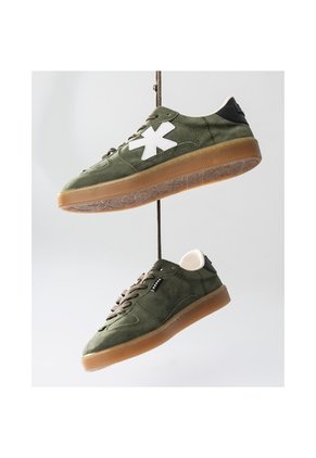 Tenis Pisos Para Hombre Flat Oliva Negro Tiza