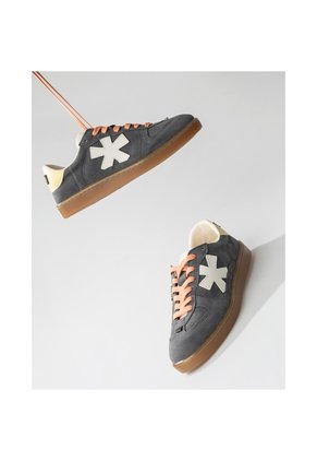 Tenis Pisos Para Mujer Flat Gris Mouse Amarillo Tiza