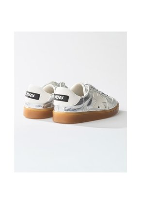 Tenis Pisos Para Mujer Flat Silver Tiza
