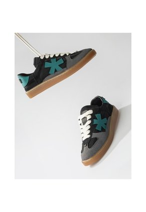 Tenis Pisos Para Hombre Flat Gris Power Verde