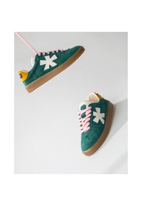 Tenis Pisos Para Mujer Flat Turquesa Mostaza Tiza