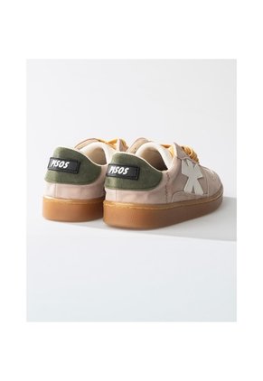 Tenis Pisos Para Mujer Flat Rosa Palido Oliva Tiza