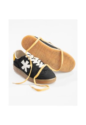 Tenis Pisos Para Hombre Flat Negro Rex Mostaza Tiza