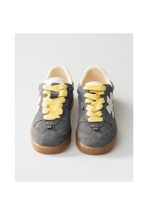 Tenis Pisos Para Hombre Flat Gris Mouse Amarillo Tiza