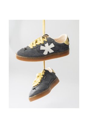 Tenis Pisos Para Hombre Flat Gris Mouse Amarillo Tiza