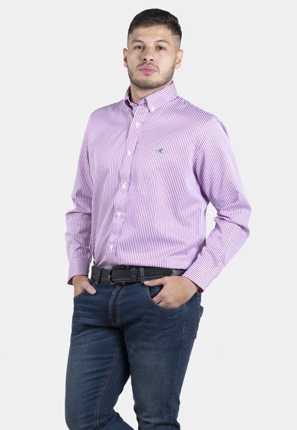 Camisa De Vestir Italian Morado Para Hombre