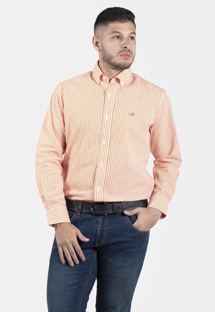 Camisa De Vestir Merino Naranja Para Hombre