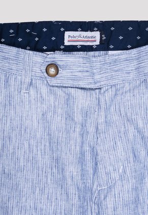 Bermuda Asis Lino Azul Para Hombre