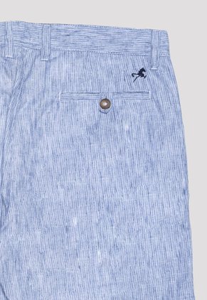 Bermuda Asis Lino Azul Para Hombre