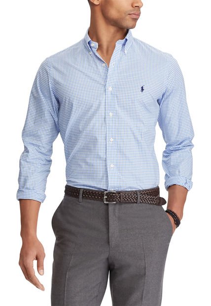 Blusas Camisas Polo Ralph Lauren Hombre Rebajas Camisa Azul-Blanco