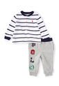 Conjunto Blanco-Gris-Azul Polo Ralph Lauren Kids Knit Pant Se St Pns de Polo Ralph Lauren Kids