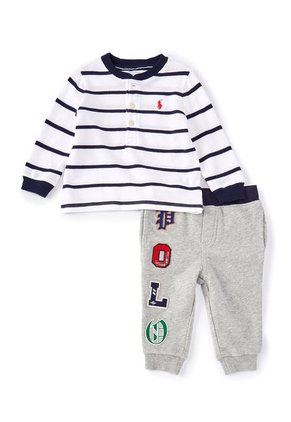 Conjunto Blanco-Gris-Azul Polo Ralph Lauren Kids Knit Pant Se St Pns