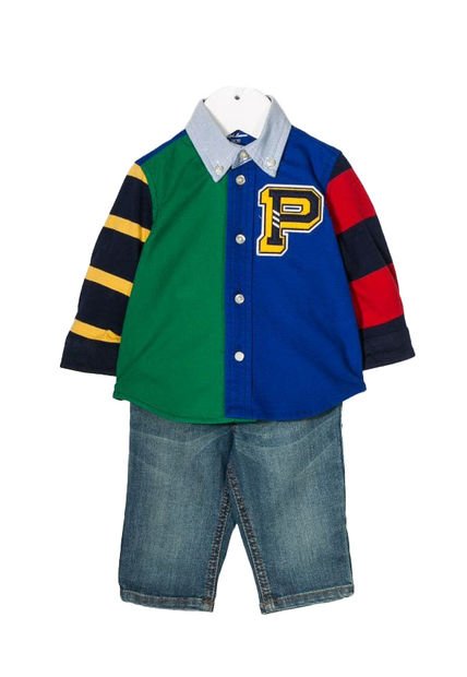 Conjunto Azul-Verde-Rojo Polo Ralph Lauren Kids Oxford Set-St Pns